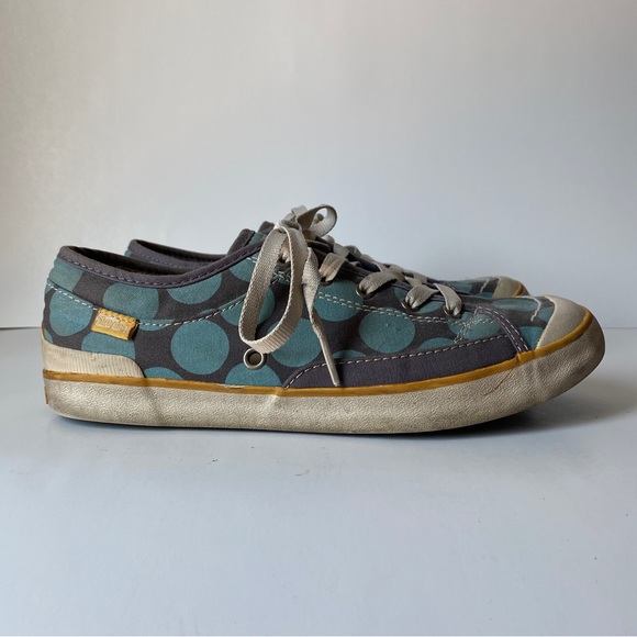 Simple Sneakers, Blue Polka Dots Cotton Print - Picture 2 of 5